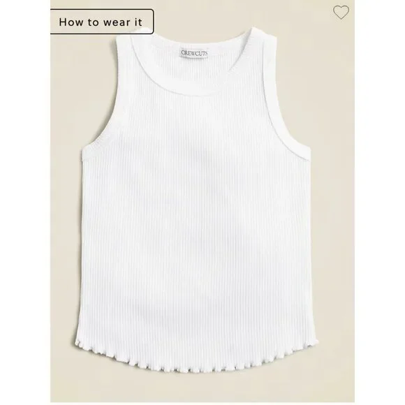 J.Crew Crewcuts Girls everyday tank top in vintage rib White Size XL CA371 - Picture 1 of 6